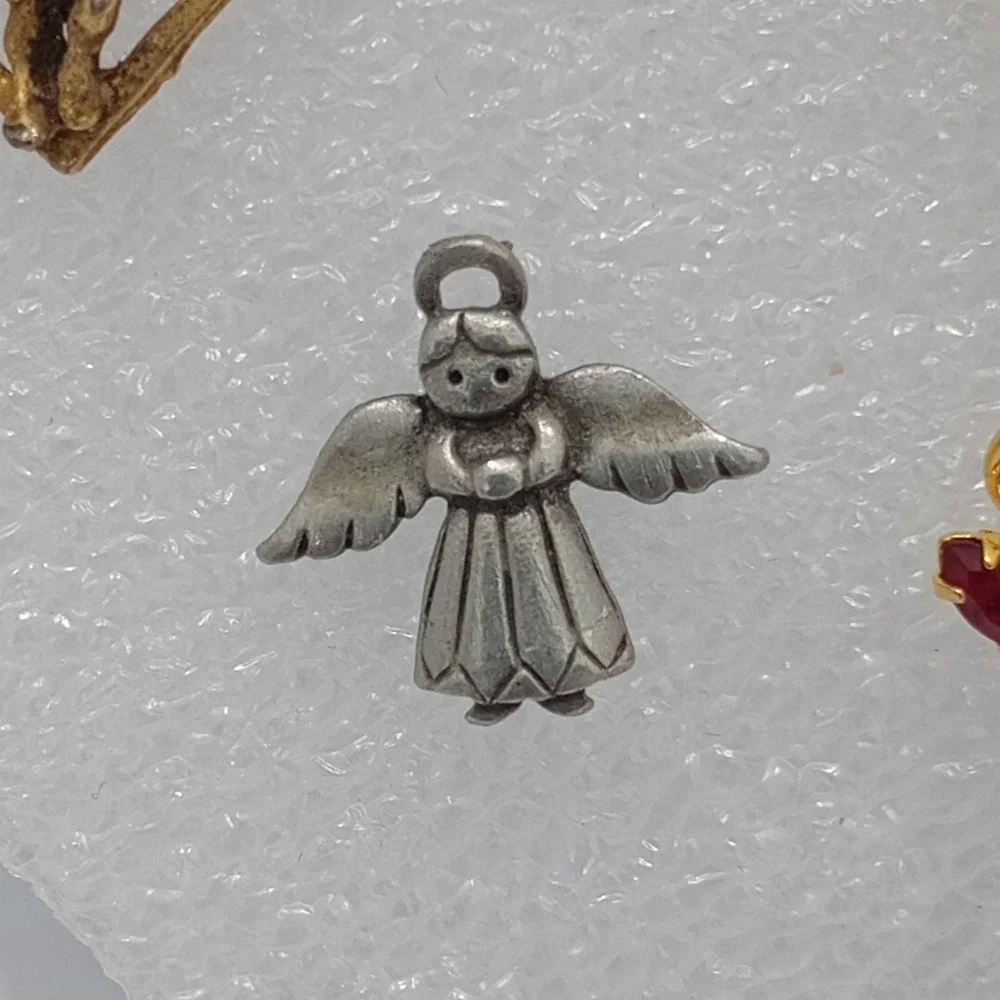 Vintage Angel Pin Lot JJ Rhinestone‎ Brooch Charms Gold Tone